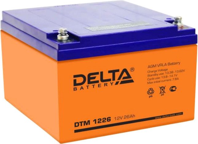 Аккумулятор для ИБП Delta DTM 1226 (12В/26 А·ч) - фото1 Аккумулятор для ИБП Delta DTM 1226 (12В/26 А·ч) - фото1