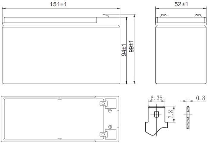 Аккумулятор для ИБП Delta HR 12-24W (12В/6 А·ч) - фото2