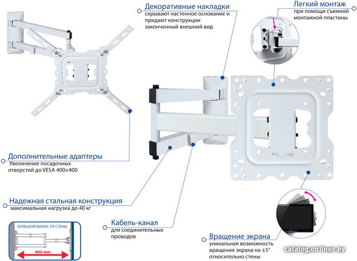 Кронштейн Kromax DIX-18W (белый) - фото2
