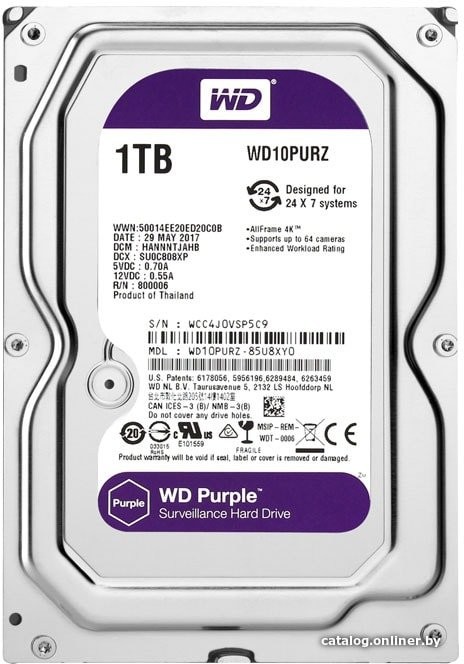 Жесткий диск WD Purple 1TB [WD10PURZ] - фото1