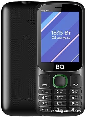 Кнопочный телефон BQ BQ-2820 Step XL+ (черный/зеленый) - фото1