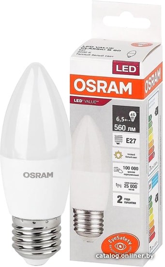 Светодиодная лампа Osram LV CL B60 7 SW/830 230V E27 10X1 RU - фото2