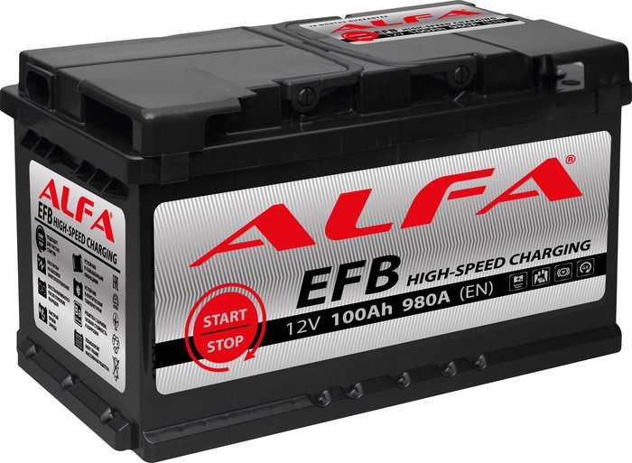 Автомобильный аккумулятор ALFA EFB 100 R (100 А·ч) - фото1 Автомобильный аккумулятор ALFA EFB 100 R (100 А·ч) - фото1