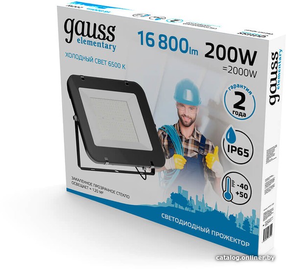 Уличный прожектор Gauss Elementary 200W 6500К 691511200 - фото2