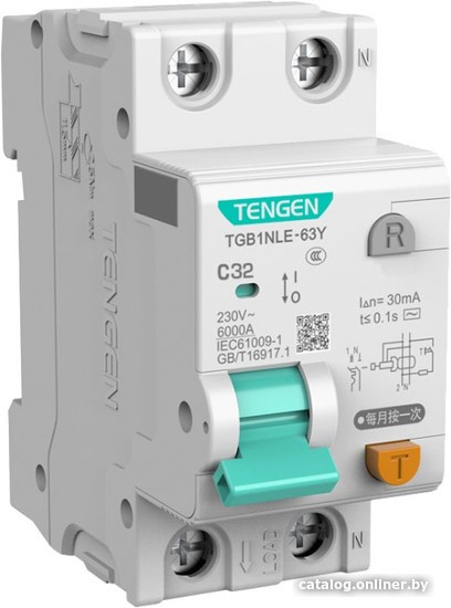 Дифференциальный автомат Tengen TGB1NLE-63Y 1P+N 32A C 6kA 30mA AC 2M TEN312174 - фото1 Дифференциальный автомат Tengen TGB1NLE-63Y 1P+N 32A C 6kA 30mA AC 2M TEN312174 - фото1