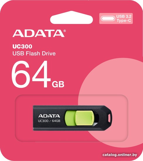 USB Flash ADATA UC300 64GB (черный/зеленый) - фото2