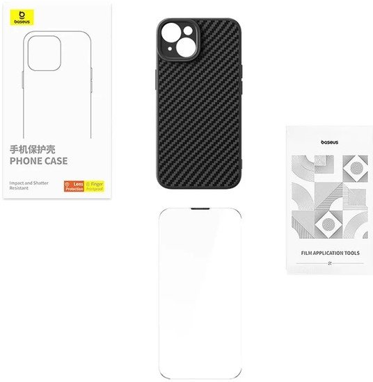 Чехол для телефона Baseus Synthetic Fiber Series для iPhone 15 660157941A (черный/прозрачный) - фото2 Чехол для телефона Baseus Synthetic Fiber Series для iPhone 15 660157941A (черный/прозрачный) - фото2