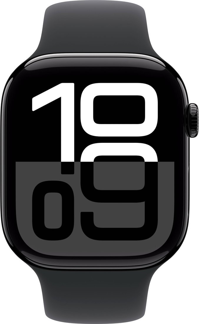 Умные часы Apple Watch Series 10 46 мм (алюминиевый корпус, черный/черный, спортивный силиконовый ремешок S/M) - фото2