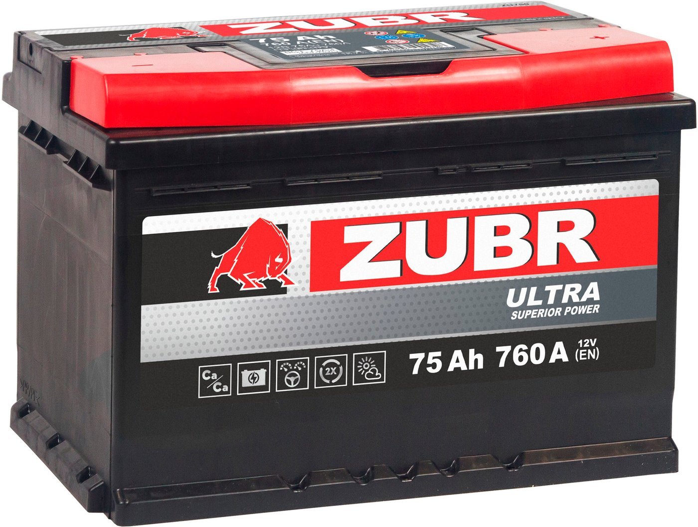Автомобильный аккумулятор Zubr Ultra R+ (75 А·ч) - фото1