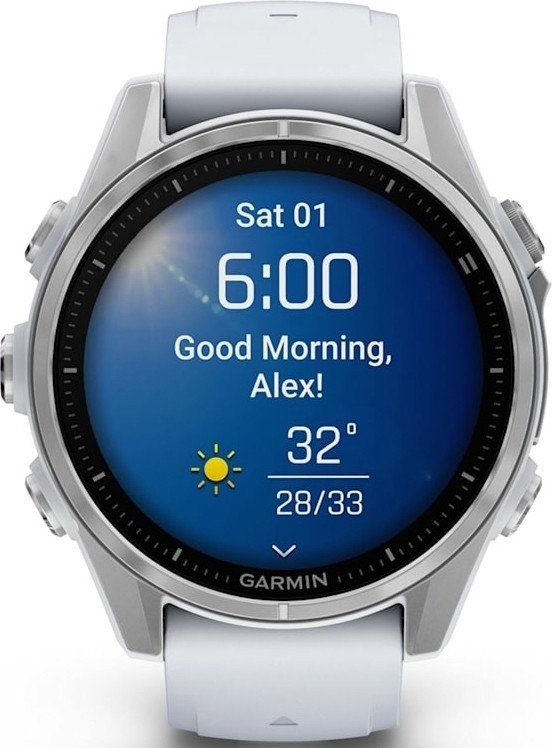 Умные часы Garmin Fenix 8 43мм (серебристый, белый ремешок) фото-3