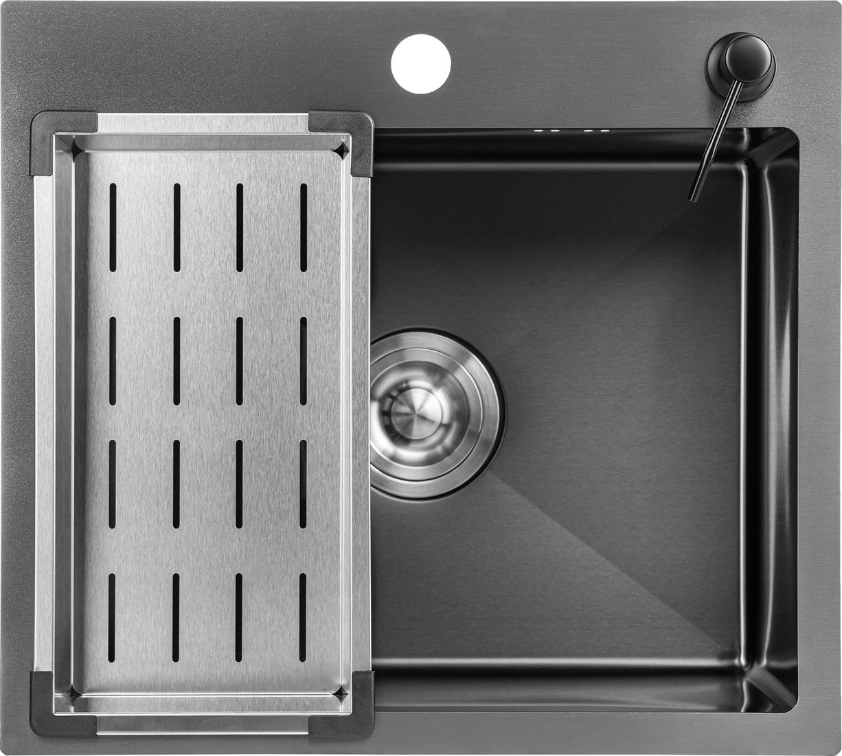 Кухонная мойка Saniteco 5045 Nano + Spike F9S07000 (хром, с сифоном, дозатором и коландером) - фото2 Кухонная мойка Saniteco 5045 Nano + Spike F9S07000 (хром, с сифоном, дозатором и коландером) - фото2