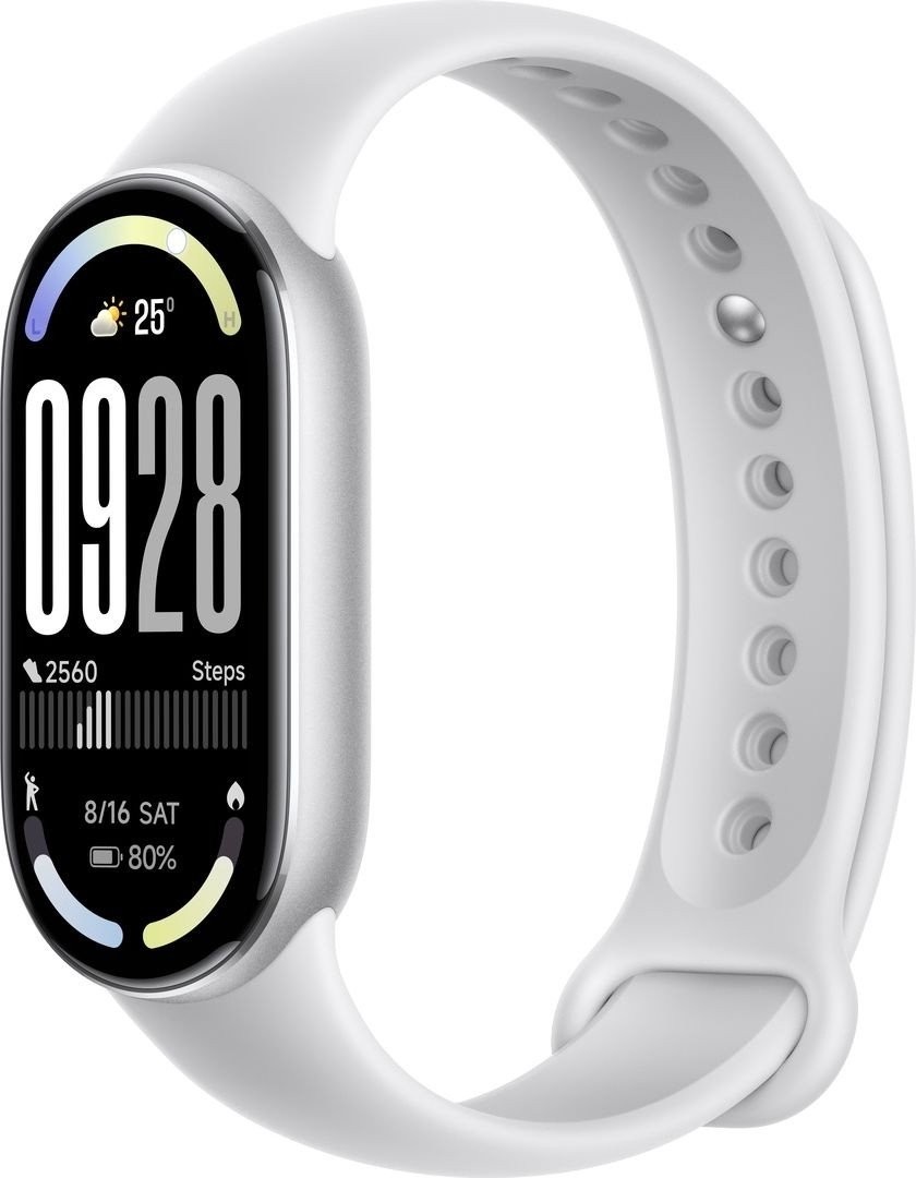Фитнес-браслет Xiaomi Smart Band 10 M2459B1 (серебристый, с белым силиконовым ремешком, международная версия) - фото2 Фитнес-браслет Xiaomi Smart Band 10 M2459B1 (серебристый, с белым силиконовым ремешком, международная версия) - фото2