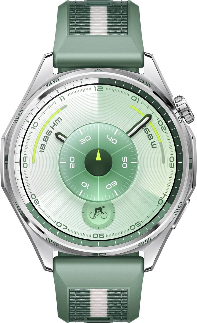 Умные часы Huawei Watch GT 6 46 мм (серебристый, с зеленым плетеным ремешком, международная версия) - фото2 Умные часы Huawei Watch GT 6 46 мм (серебристый, с зеленым плетеным ремешком, международная версия) - фото2