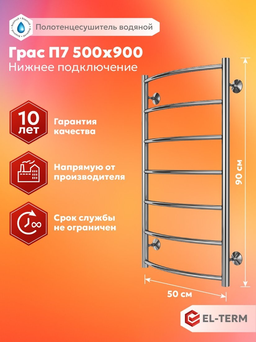 Полотенцесушитель El-term Грас П7 500x900 - фото2