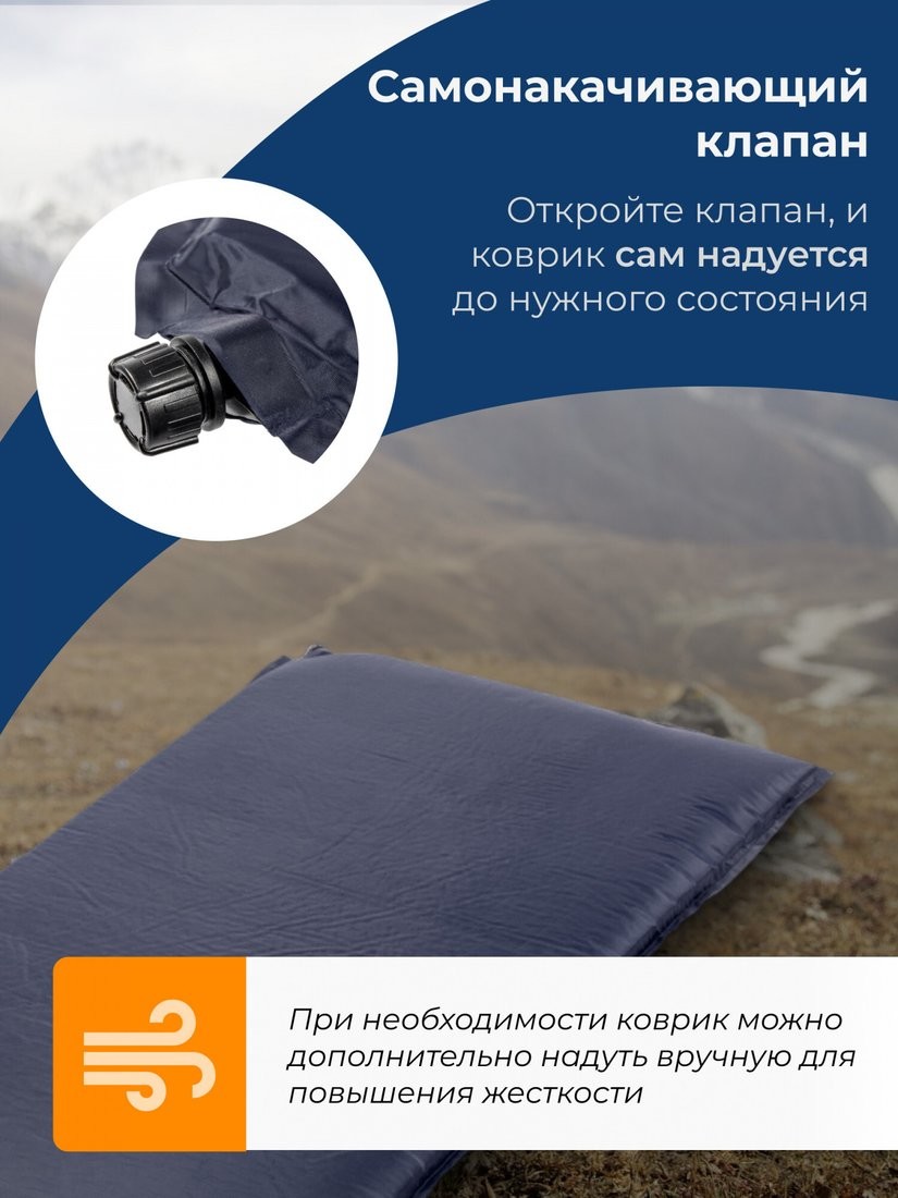 Самонадувающийся коврик Sundays ZC-SIM001-1 (5 см, 2 шт, темно-синий) фото-2 Самонадувающийся коврик Sundays ZC-SIM001-1 (5 см, 2 шт, темно-синий) фото-2