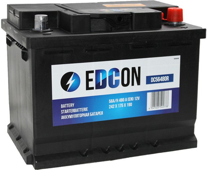 Автомобильный аккумулятор EDCON DC56480R (56 А·ч) - фото1 Автомобильный аккумулятор EDCON DC56480R (56 А·ч) - фото1