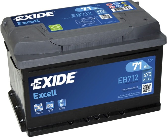 Автомобильный аккумулятор Exide Excell EB712 (71 А/ч) - фото1